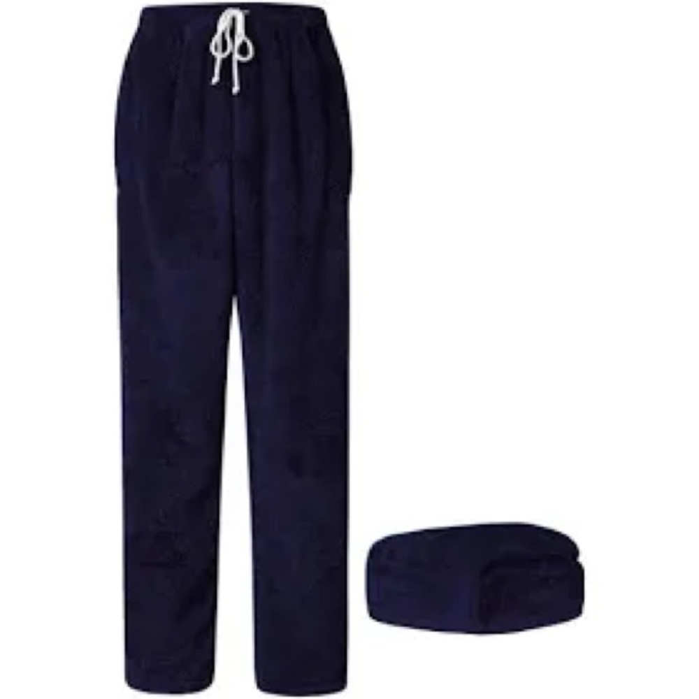 COPY - Cromoncent Men’s Plush Warm Pajama Pants with Pockets- Color is Navy- si…